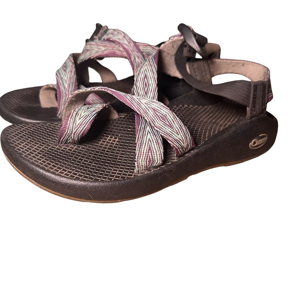 CHACO Women's Sz 8 ZX2 Classic Aqua Purple Black Strappy Water Sport Sandal